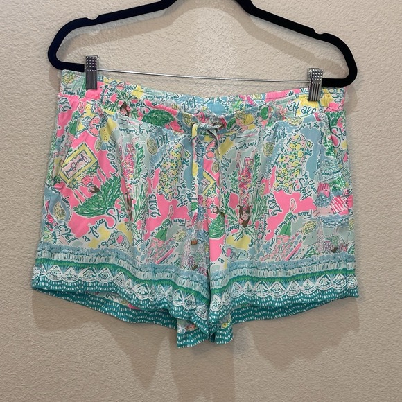 Lilly Pulitzer Pants - Lilly Pulitzer Katia Shorts In The Beginning Pop-Up Print L Pull On Elastic Pink